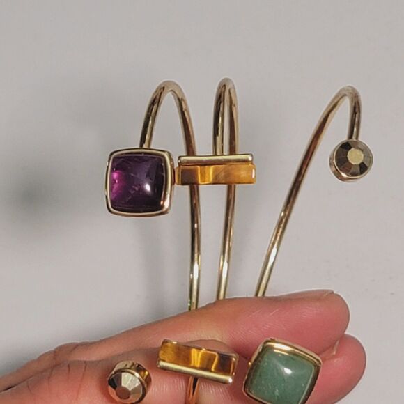 Lia Sophia 3 Piece Gold Cuff Bamgle Bracelets - Picture 6 of 8